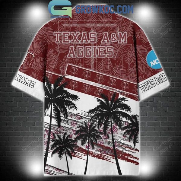 Texas A&M Aggies Coconut Tree Summer Lover Personalized Hawaiian Shirt