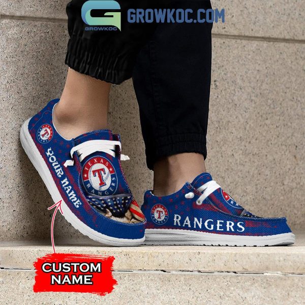 Texas Rangers American Proud Personalized Hey Dude Shoes