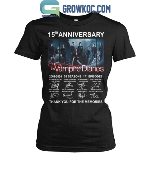 The Vampires Diaries Thank You For The Memories 15th Anniversary 2009-2024 T-Shirt