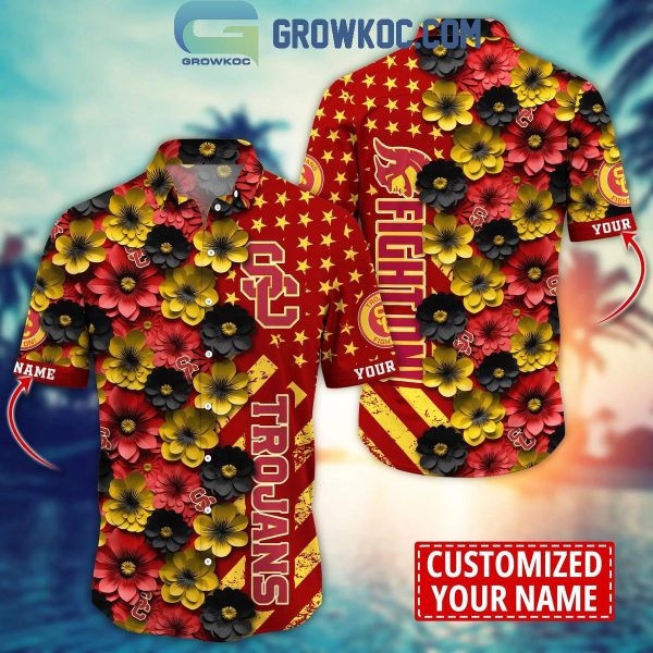 USC Trojans Summer Flower Love Fan Personalized Hawaiian Shirt