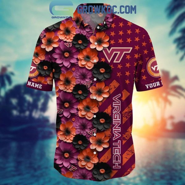 Virginia Tech Hokies Summer Flower Love Fan Personalized Hawaiian Shirt