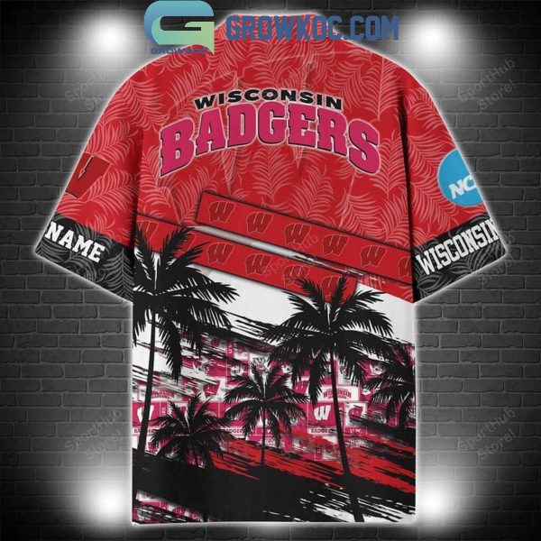 Wisconsin Badgers Coconut Tree Summer Lover Personalized Hawaiian Shirt