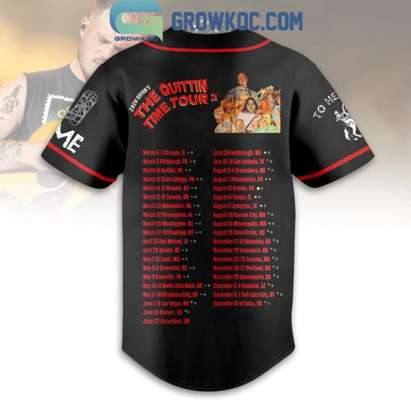 Zach Bryan The Quittin’ Time Tour 2024 Since 1996 Personalized Baseball Jersey