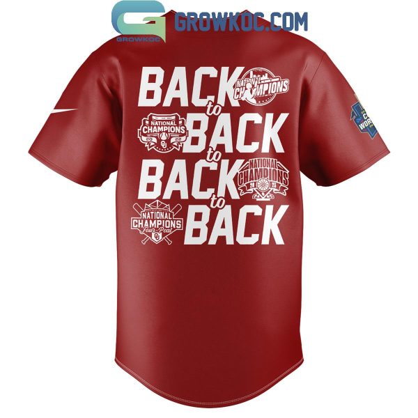 2024 Champions Oklahoma Sooners Back To Back Personalized Baseball Jersey