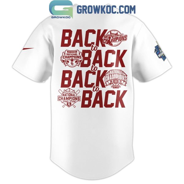 2024 Champions Oklahoma Sooners Back To Back Personalized Baseball Jersey