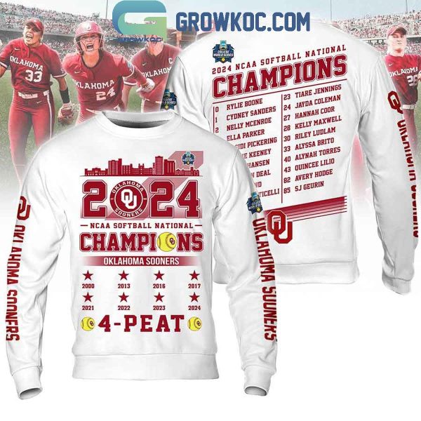 2024 NCAA Softball National Champions Oklahoma Sooners 4 Peat Hoodie T Shirt