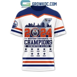 2024 Western Conference Champions Edmonton Oilers White Design Hoodie T Shirt