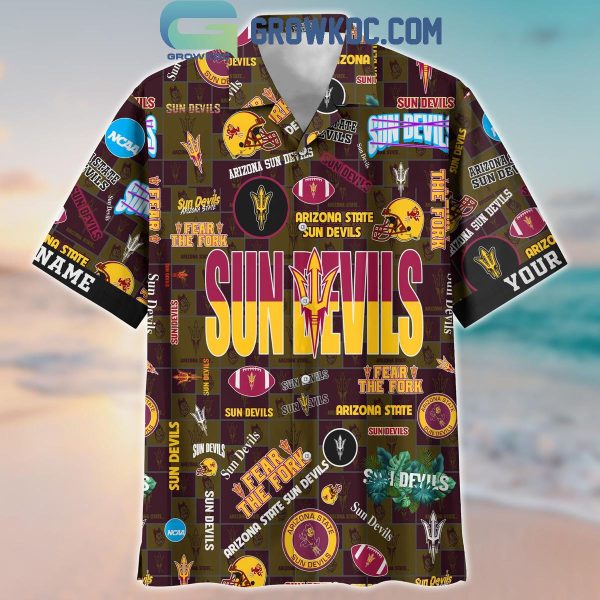 Arizona State Sun Devils Solgan Fear The Fork True Fan Spirit Personalized Hawaiian Shirts