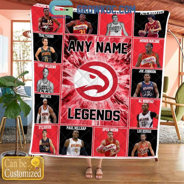 Atlanta Hawks Legends 2024 Fan Personalized Fleece Blanket Quilt