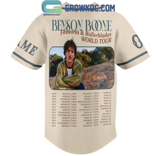 Benson Boone Fireworks And Rollerblades World Tour Personalized Baseball Jersey