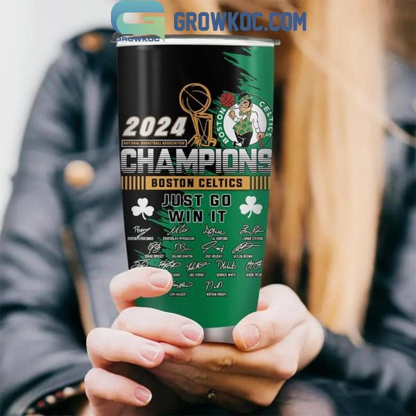 Boston Celtics 2023-2024 NBA Finals Champions Just Go Win It Fan Tumbler