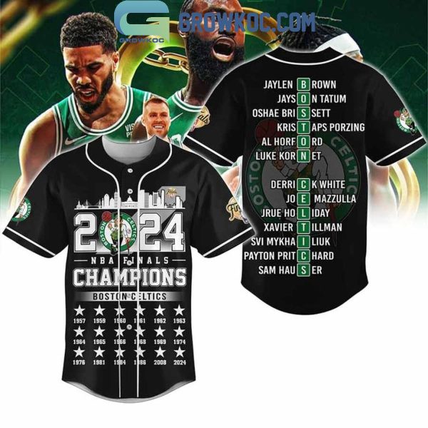 Boston Celtics 2024 NBA Finals Champions City Skyline Personalized Baseball Jersey