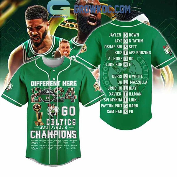 Boston Celtics Different Here 2024 NBA Finals Champions Personalized Baseball Jersey