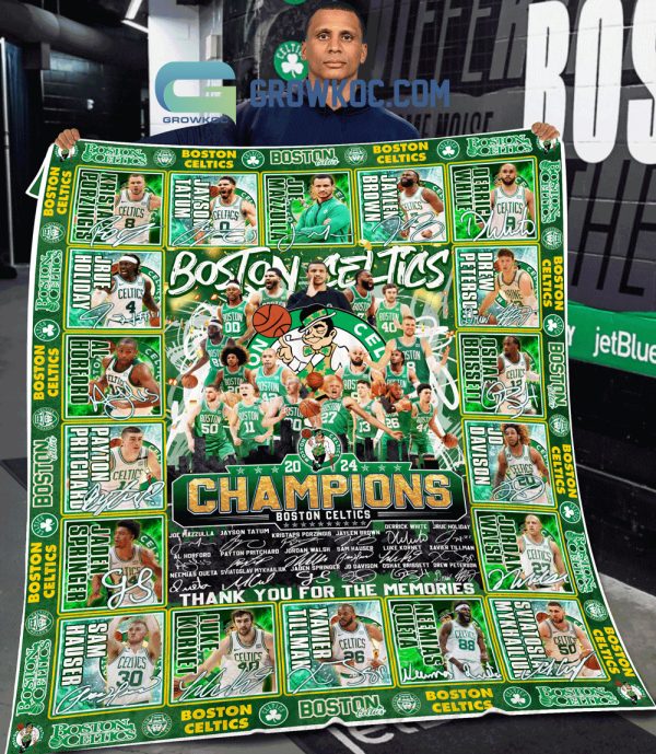 Boston Celtics NBA Finals Champions 2024 Fleece Blanket Quilt