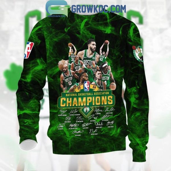 Boston Celtics Players Signature And Word Puzzle 2024 NBA Finals Champions Hoodie Shirt