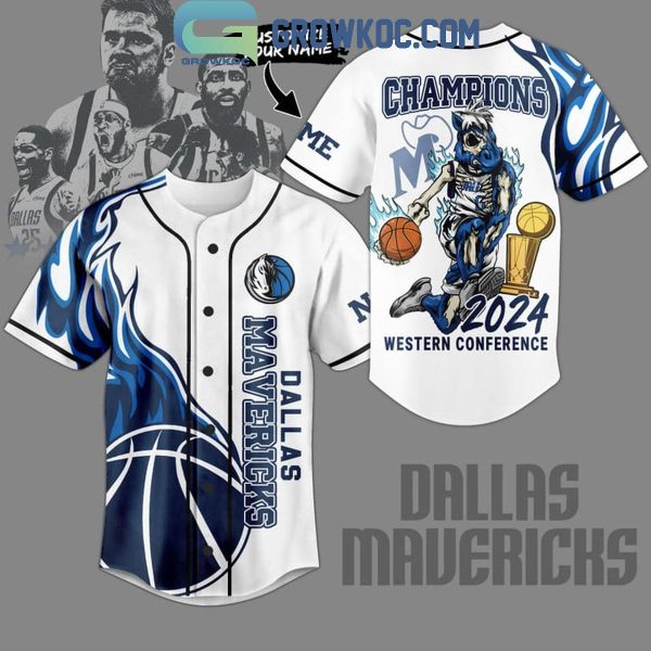Dallas Mavericks 2024 Champions Personalized Baseball Jersey White