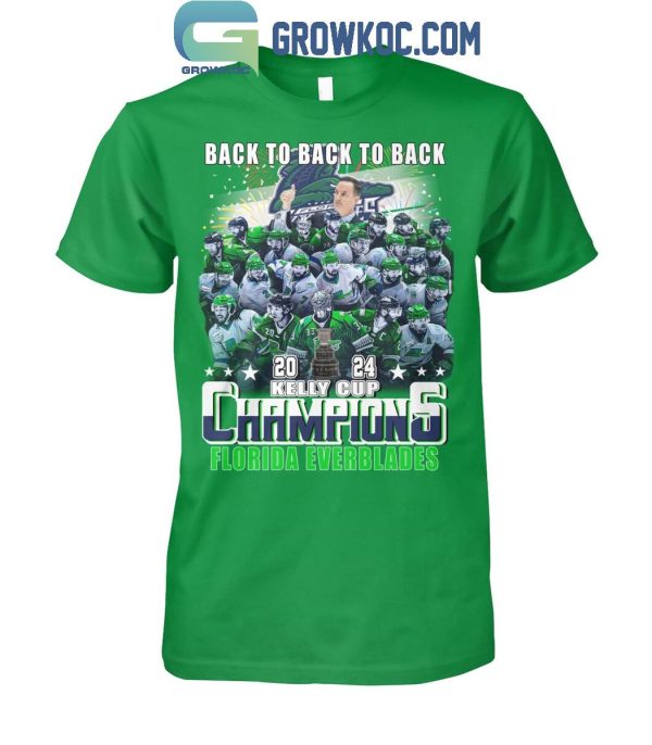 Florida Everblades 2024 Kelly Cup Champions Back To Back T-Shirt