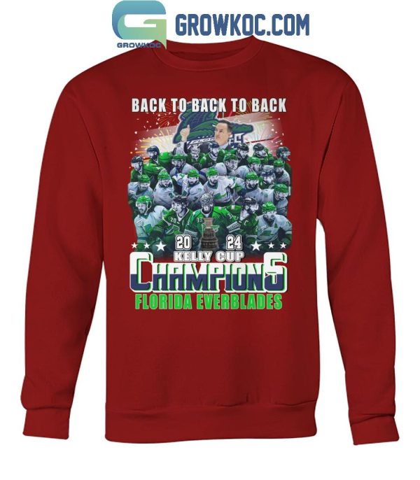 Florida Everblades 2024 Kelly Cup Champions Back To Back T-Shirt