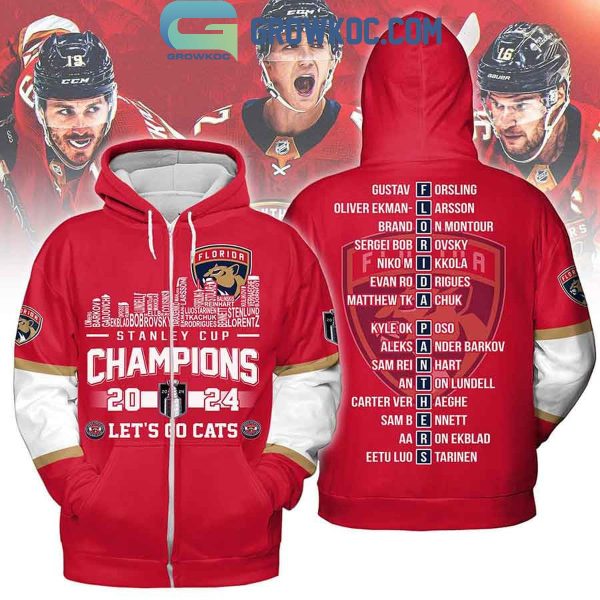 Florida Panthers Let’s Go Cats Stanley Cup 2024 Champions Skyline Hoodie Shirts