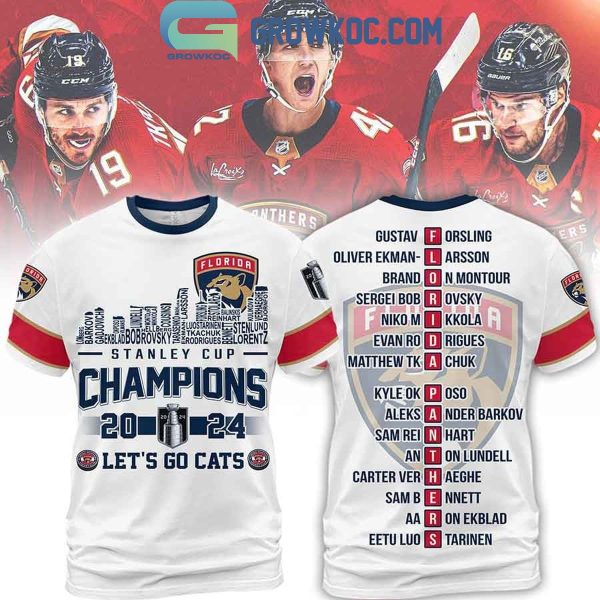 Florida Panthers Let’s Go Cats Stanley Cup 2024 Champions Skyline Hoodie Shirts