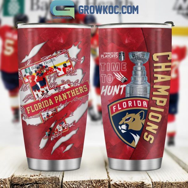 Florida Panthers Stanley Cup 2024 Champions Time To Hunt Fan Tumbler