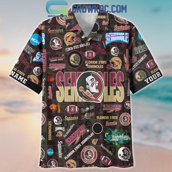 Florida State Seminoles Solgan Unconquered True Fan Spirit Personalized Hawaiian Shirts