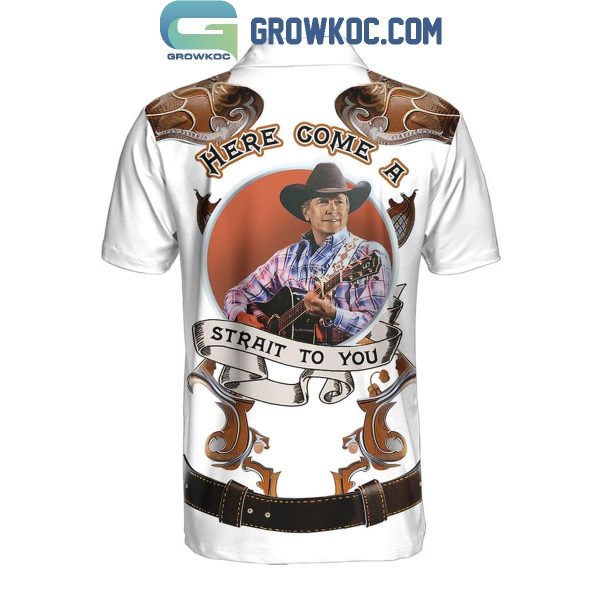 George Strait Here Come A Strait To You Cowboy Polo Shirt