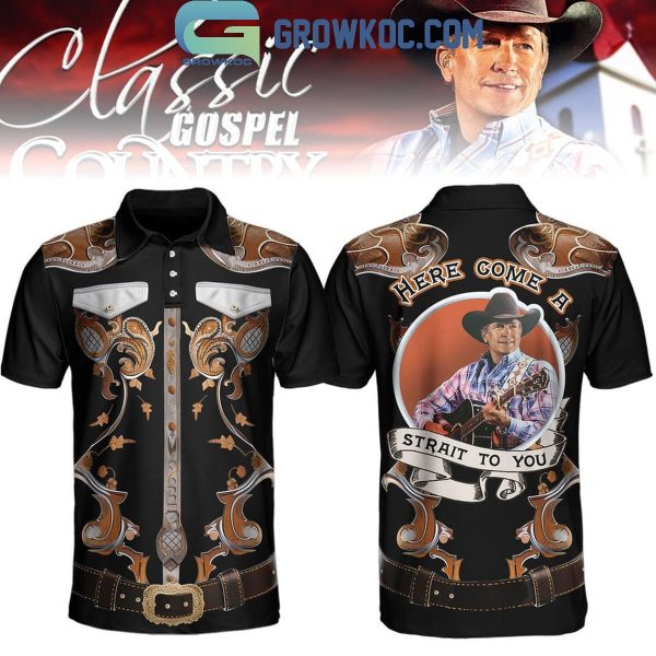 George Strait Here Come A Strait To You Cowboy Polo Shirt