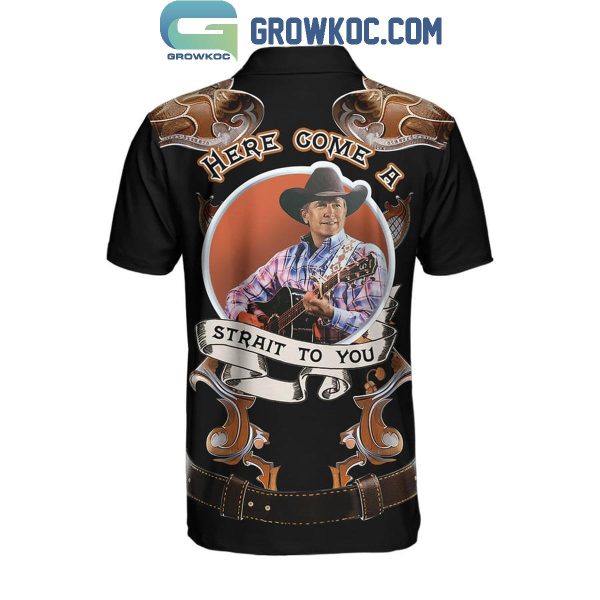 George Strait Here Come A Strait To You Cowboy Polo Shirt