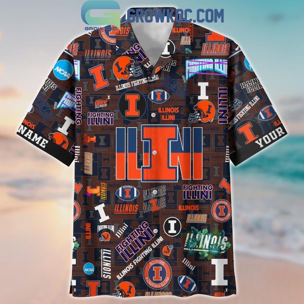 Illinois Fighting Illini Solgan True Fan Spirit Personalized Hawaiian Shirts