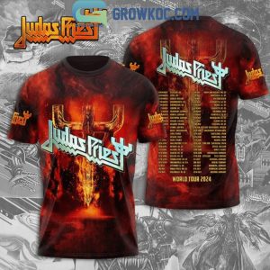Judas Priest World Tour 2024 On Fire Hoodie Shirts