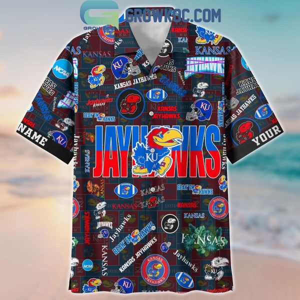 Kansas Jayhawks Solgan Beak’em Hawks True Fan Spirit Personalized Hawaiian Shirts