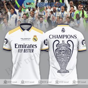 London 2024 Real Madrid Champions League 15th Fly Better Polo Shirts