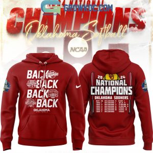 Oklahoma Sooners 2024 National Champions Softball Timeline Hoodie Shirts