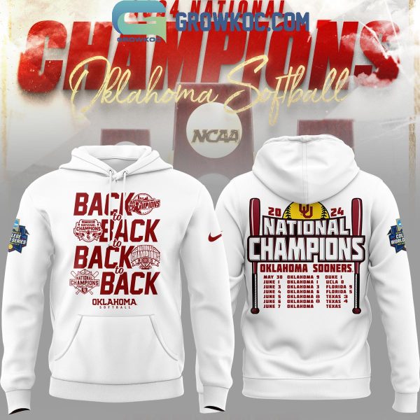 Oklahoma Sooners 2024 National Champions Softball Timeline Hoodie Shirts