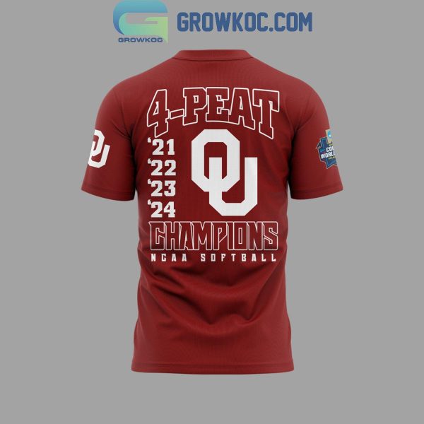 Oklahoma Sooners 4-In-A-Row 2024 National Champions Softball Boomer Sooner Hoodie Shirts