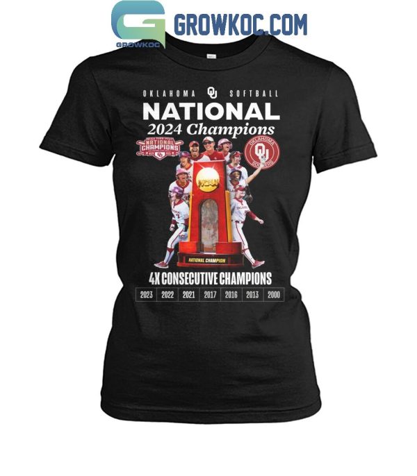 Oklahoma Sooners 4 Times Consecutive National Champions 2024 Fan T-Shirt
