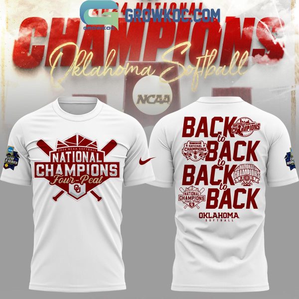 Oklahoma Sooners Four-Peat 2024 National Champions Softball Back To Back Hoodie Shirts