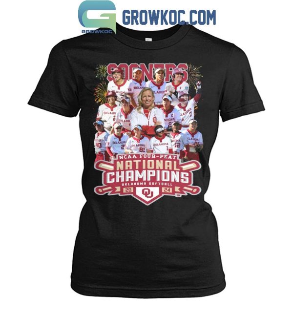 Oklahoma Sooners Four-Peat NCAA Softball National Champions 2024 Fan T-Shirt