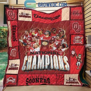 Oklahoma Sooners Softball National Champions 2024 Fleece Blanket Quilt