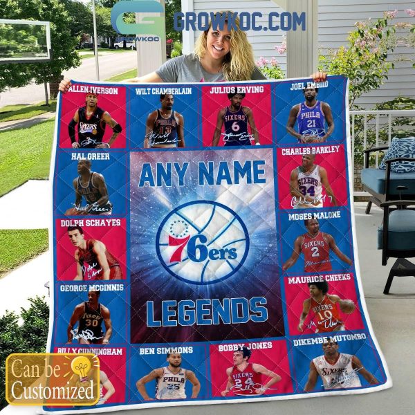 Philadelphia 76ers Legends 2024 Fan Personalized Fleece Blanket Quilt
