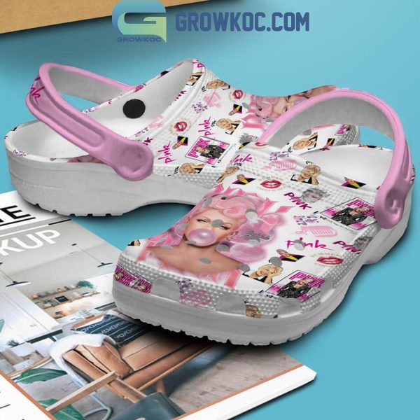 Pink Bubble Gum Summer Carnival Fan Crocs Clogs