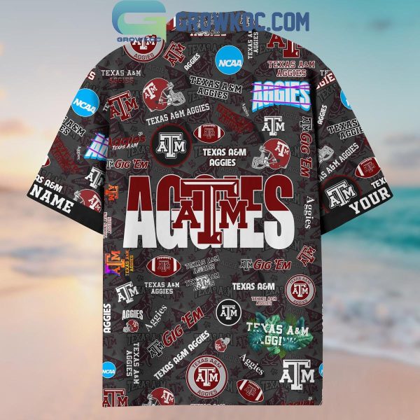 Texas A&M Aggies Solgan Gig’em True Fan Spirit Personalized Hawaiian Shirts