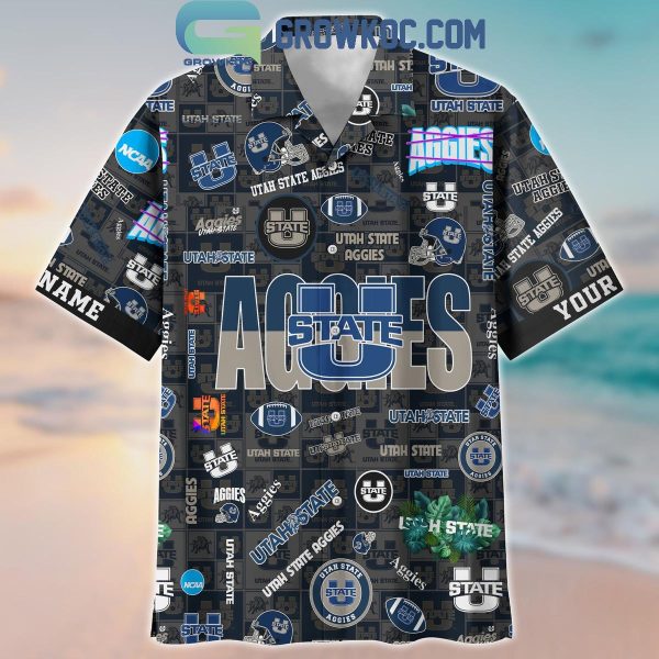 Utah State Aggies Solgan True Fan Spirit Personalized Hawaiian Shirts