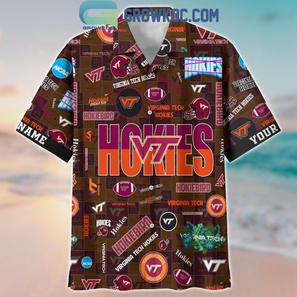 Virginia Tech Hokies Solgan HokieBird True Fan Spirit Personalized Hawaiian Shirts