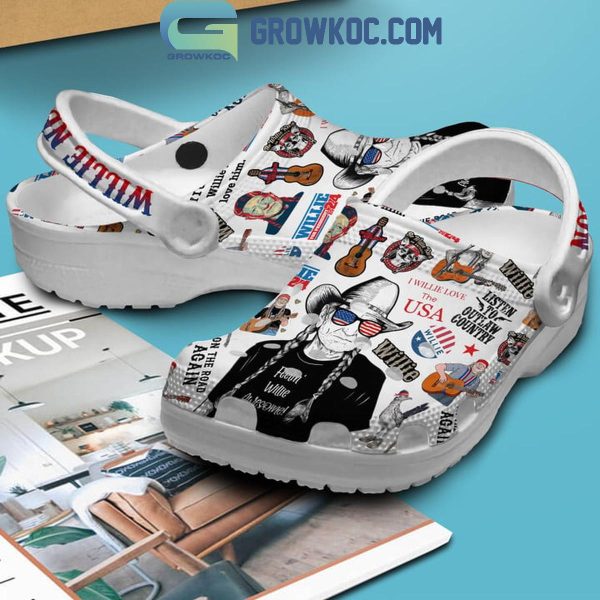 Willie Nelson I Willie Love The USA Fan Crocs Clogs