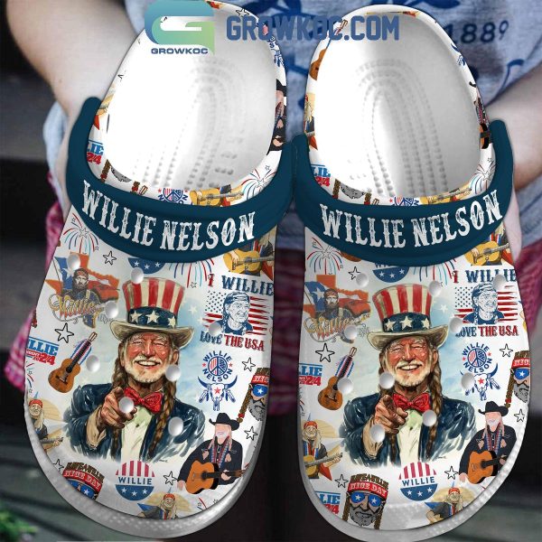 Willie Nelson Love The USA Crocs Clogs