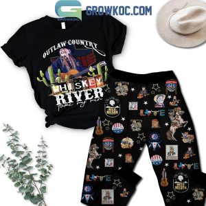Willie Nelson Outlaw Country Whiskey River Take My Men Fleece Pajamas Set