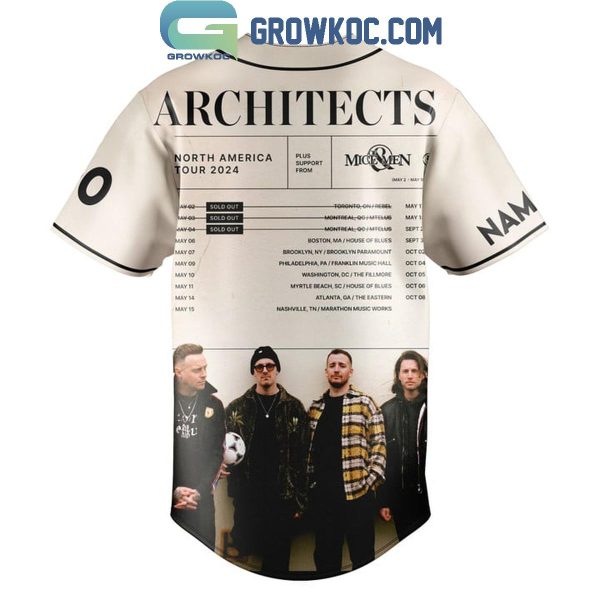 Architects North America Tour 2024 Personalized Baseball Jersey