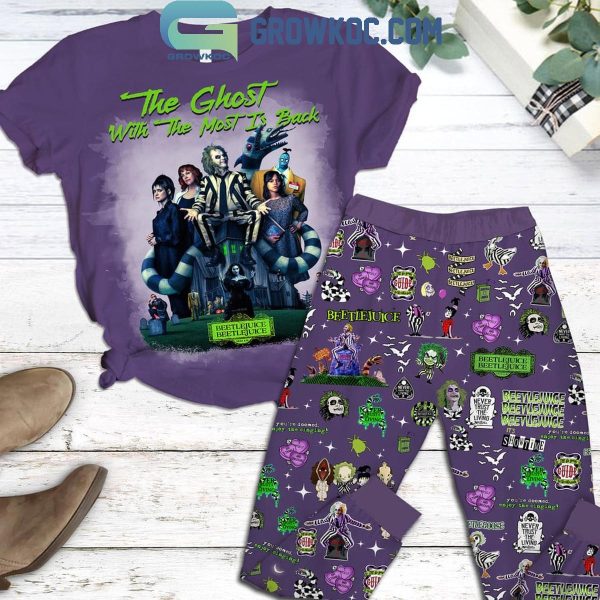 Beetlejuice The Ghost With The Most Is Back Fleece Pajamas Set